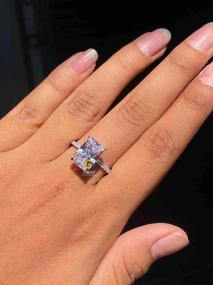 Halo Solitaire Radiant Moissanite Ring