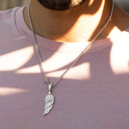 VVS Moissanite Diamond Iced Angel Wing Pendant