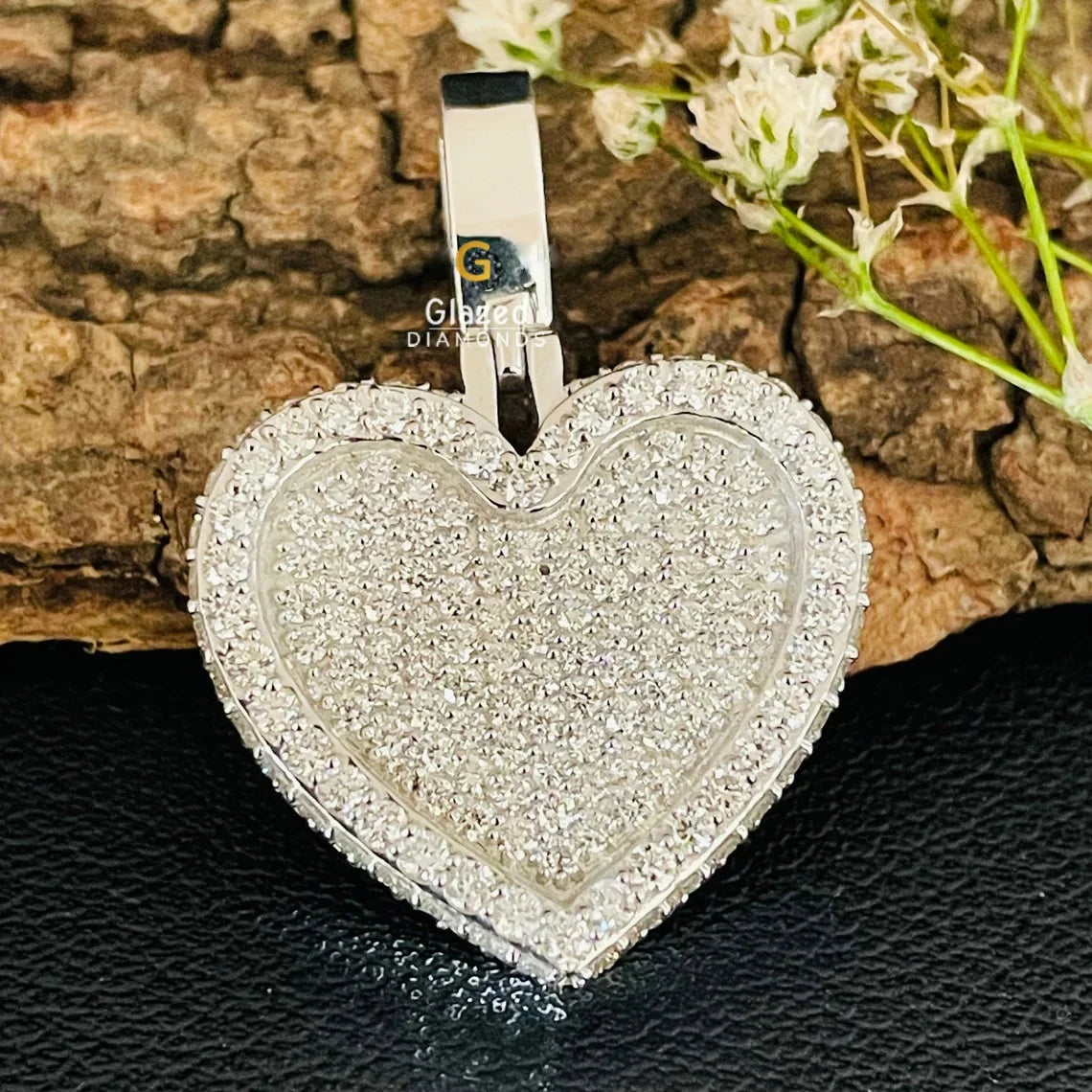 Fully Iced Out Round Moissanite Diamond Heart Shape Hip Hop Pendant