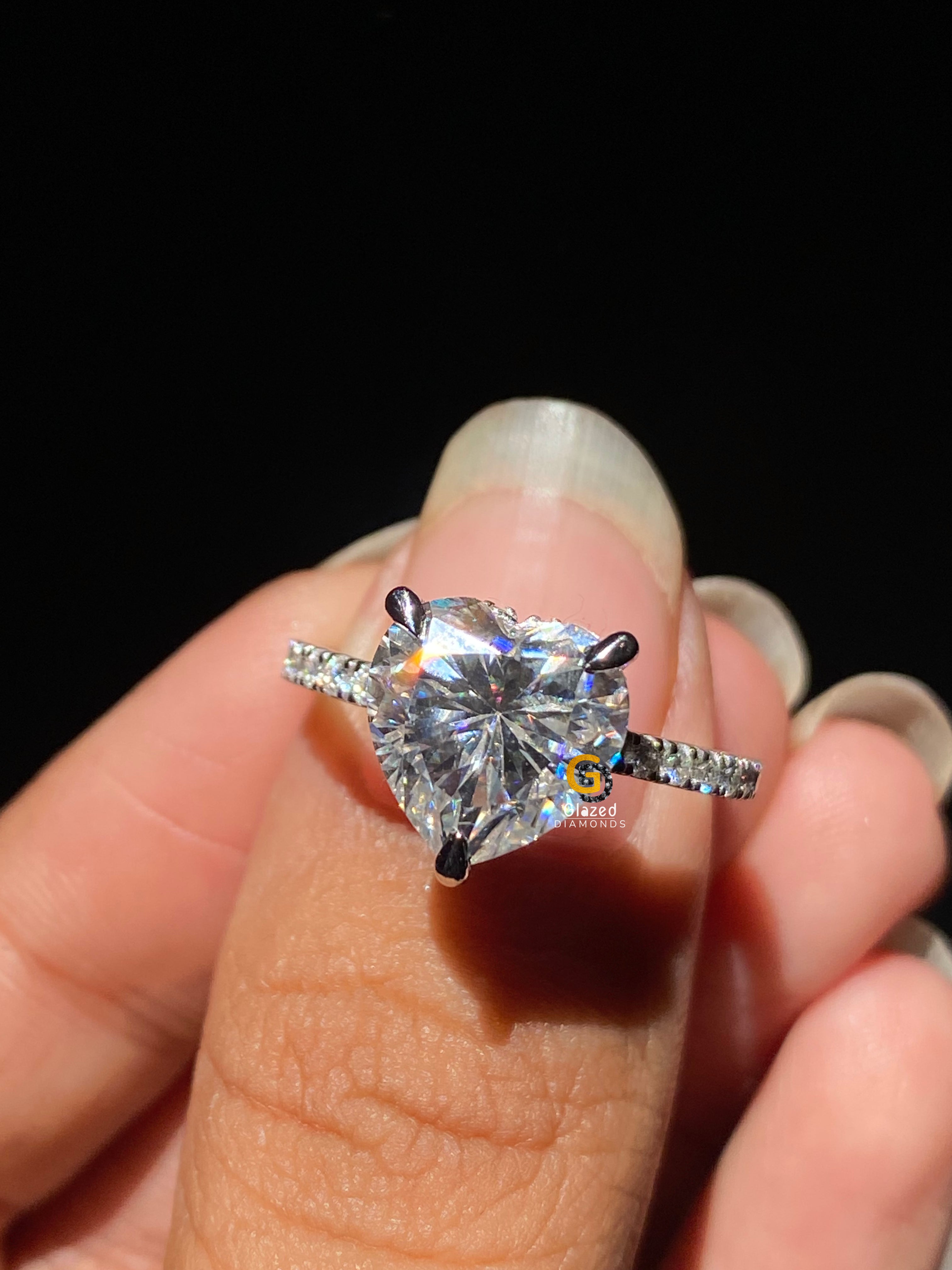 4 CT Heart Cut Pave Moissanite Engagement Ring For Her