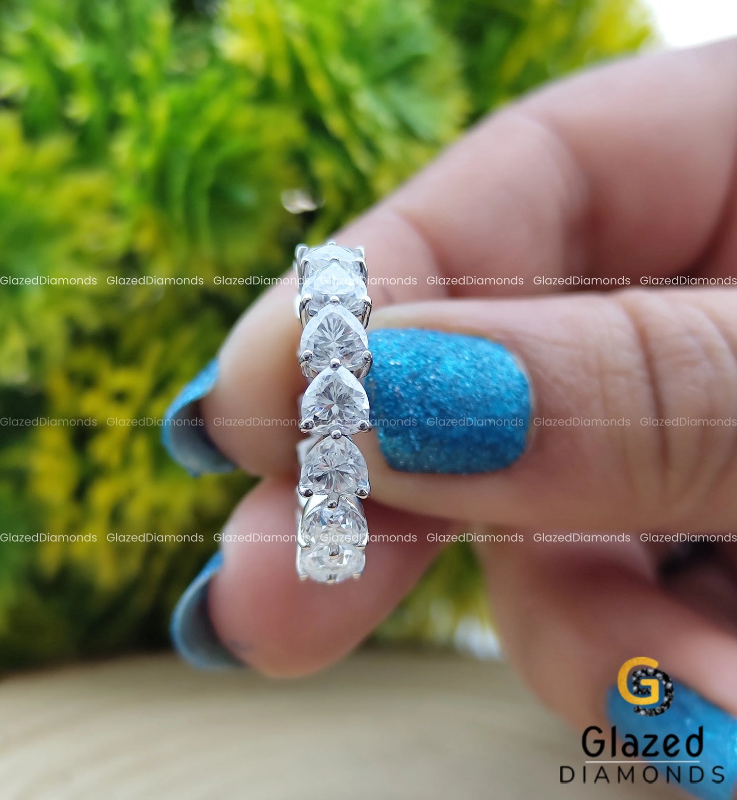 Heart Cut Moissanite Wedding Band for Her