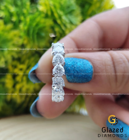 Heart Cut Moissanite Wedding Band for Her