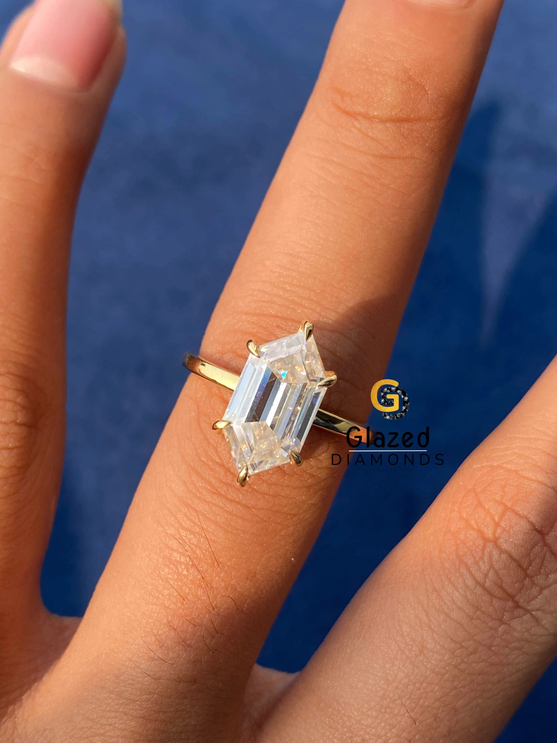 Hexagon Cut Moissanite Ring for Her