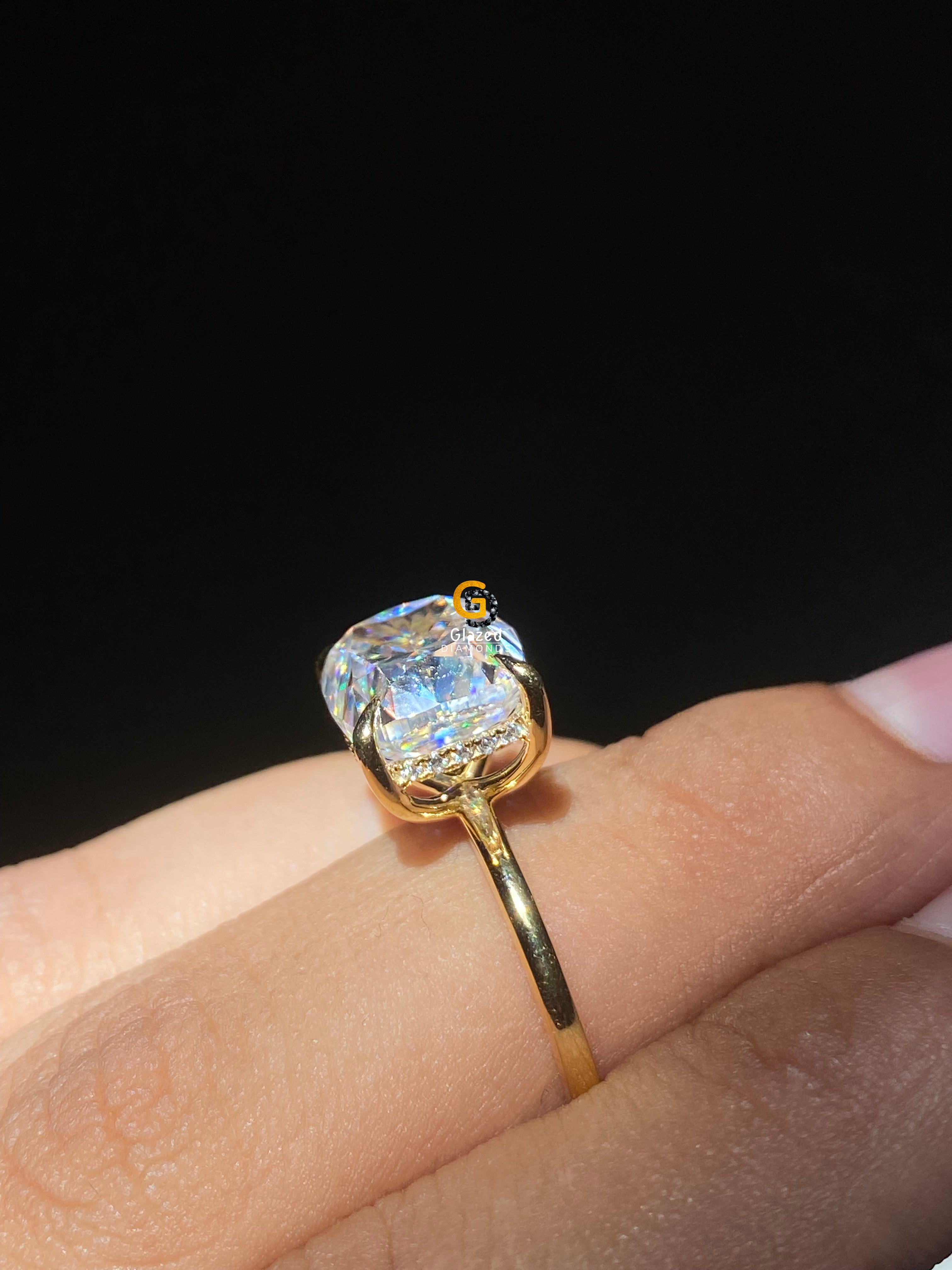 5 CT Emerald Cut Three Stone Moissanite Side Emerald Women Engagement Ring (Copy)