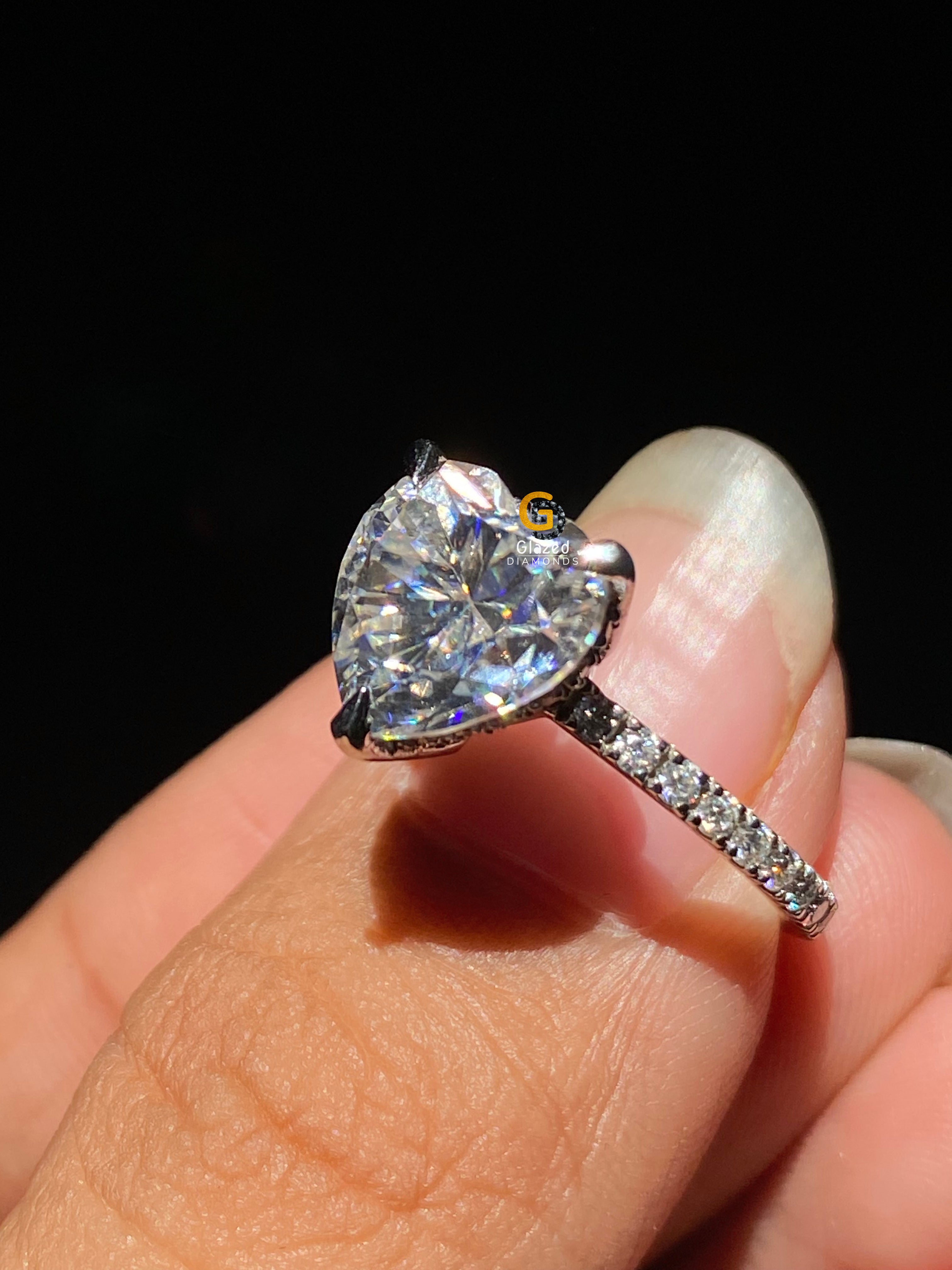 4 CT Heart Cut Pave Moissanite Engagement Ring For Her