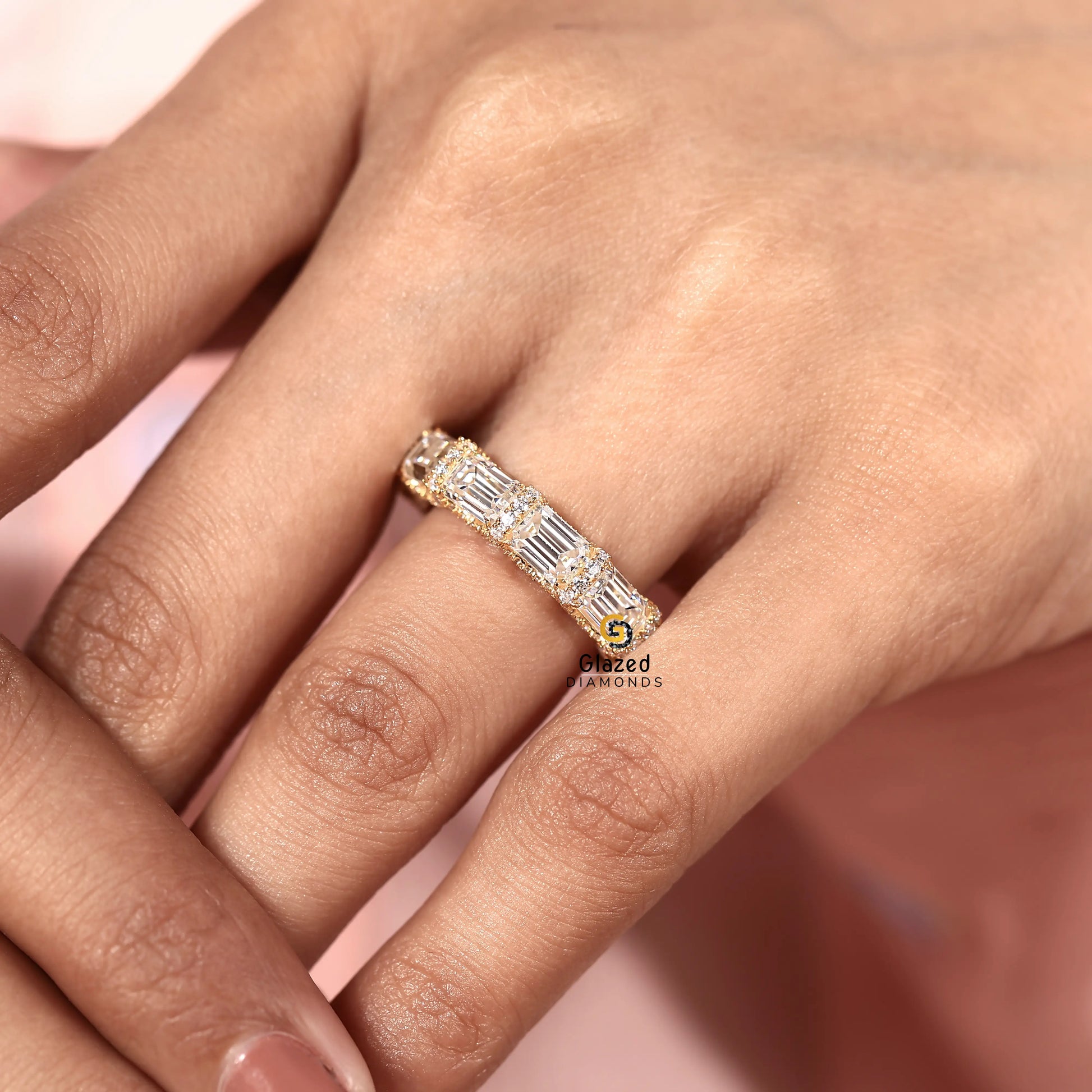 Hidden Halo Lab Grown Diamond U Prong Band 