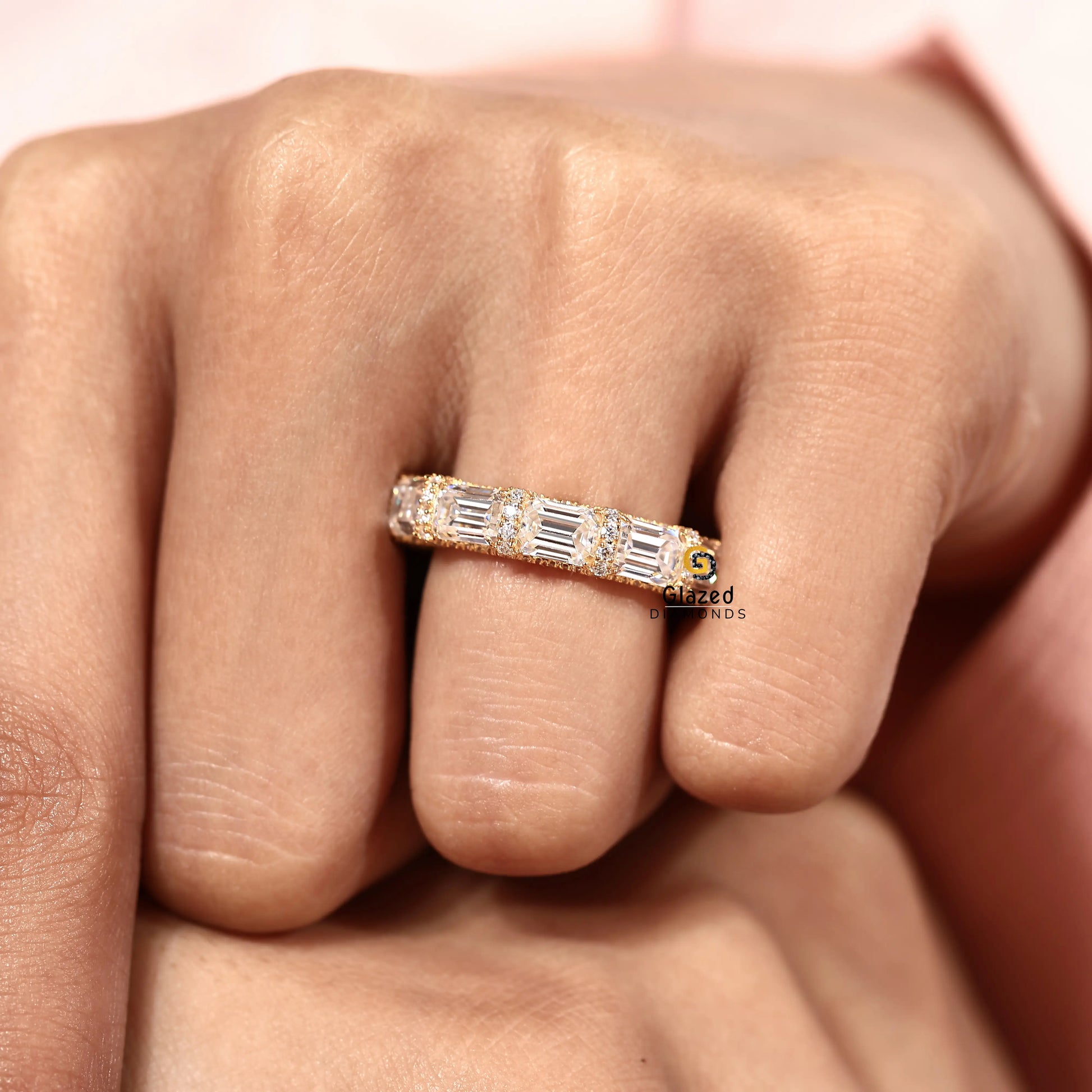 Hidden Halo Lab Grown Diamond U Prong Band For Women
