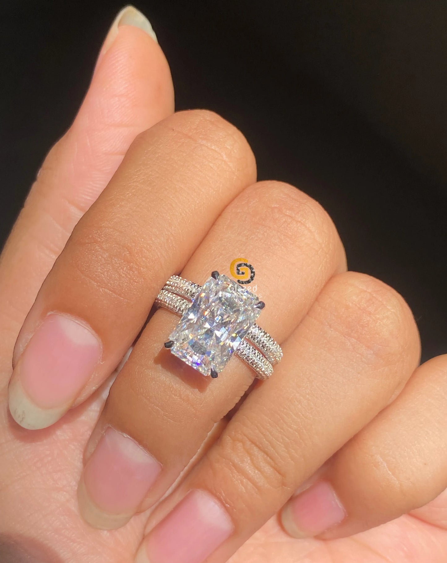 Hidden Halo Moissanite Bridal Enagagment Ring