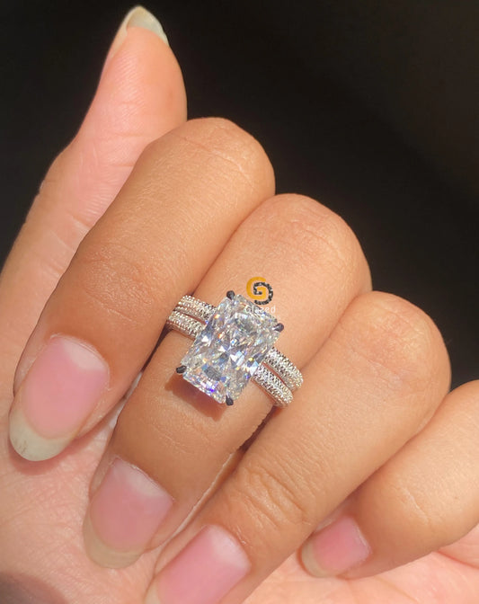 Hidden Halo Moissanite Bridal Enagagment Ring