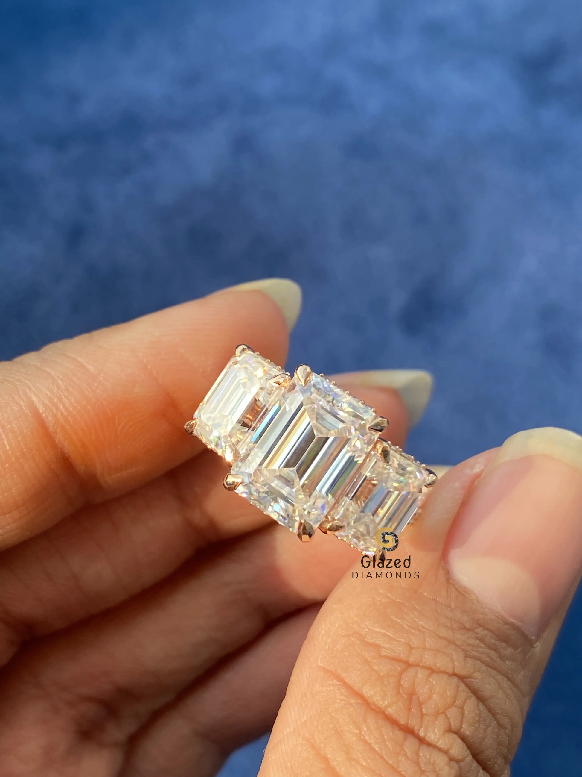 Hidden Halo Moissanite Emerald Ring For Her