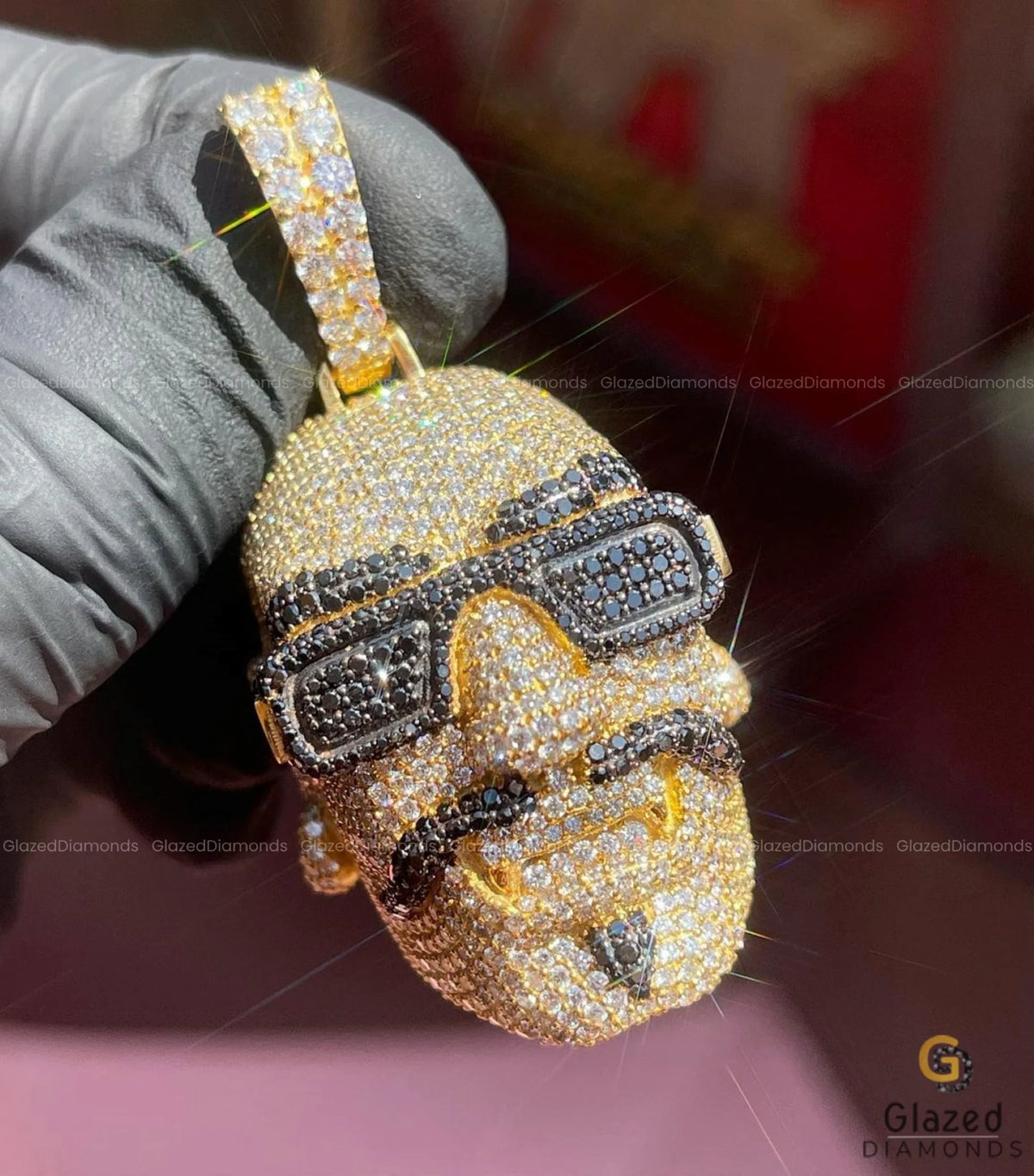 Iced Out Real Moissanite Diamond 3D Men Face With Specs Pendant