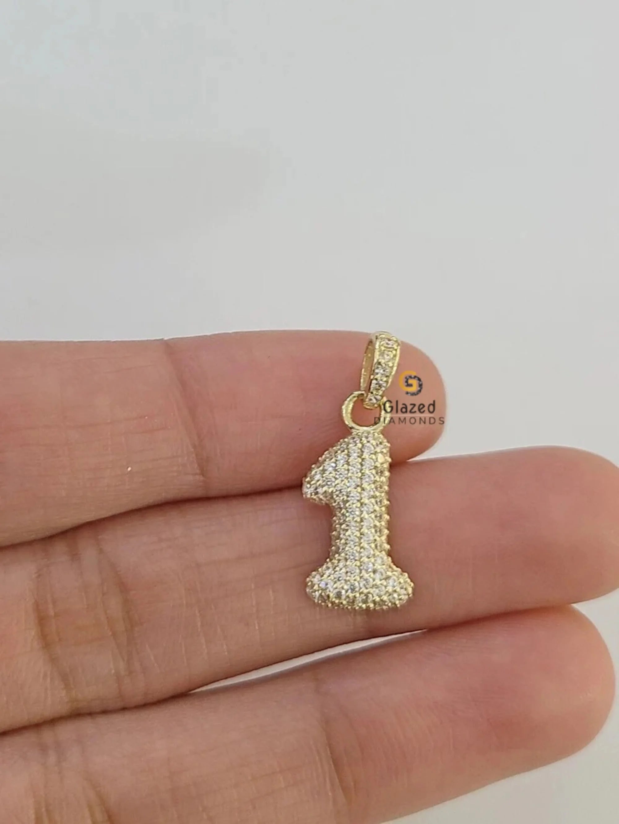 Custom Iced Out Diamond Bubble Initial Letter Pendant