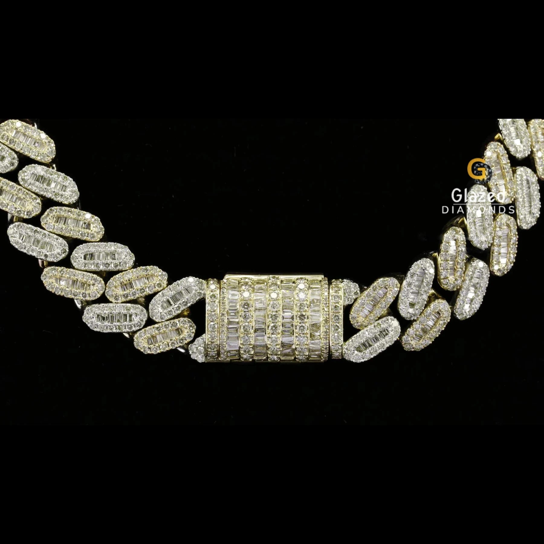 15MM Baguette and Round Cut Moissanite Diamond Cuban Link Chain