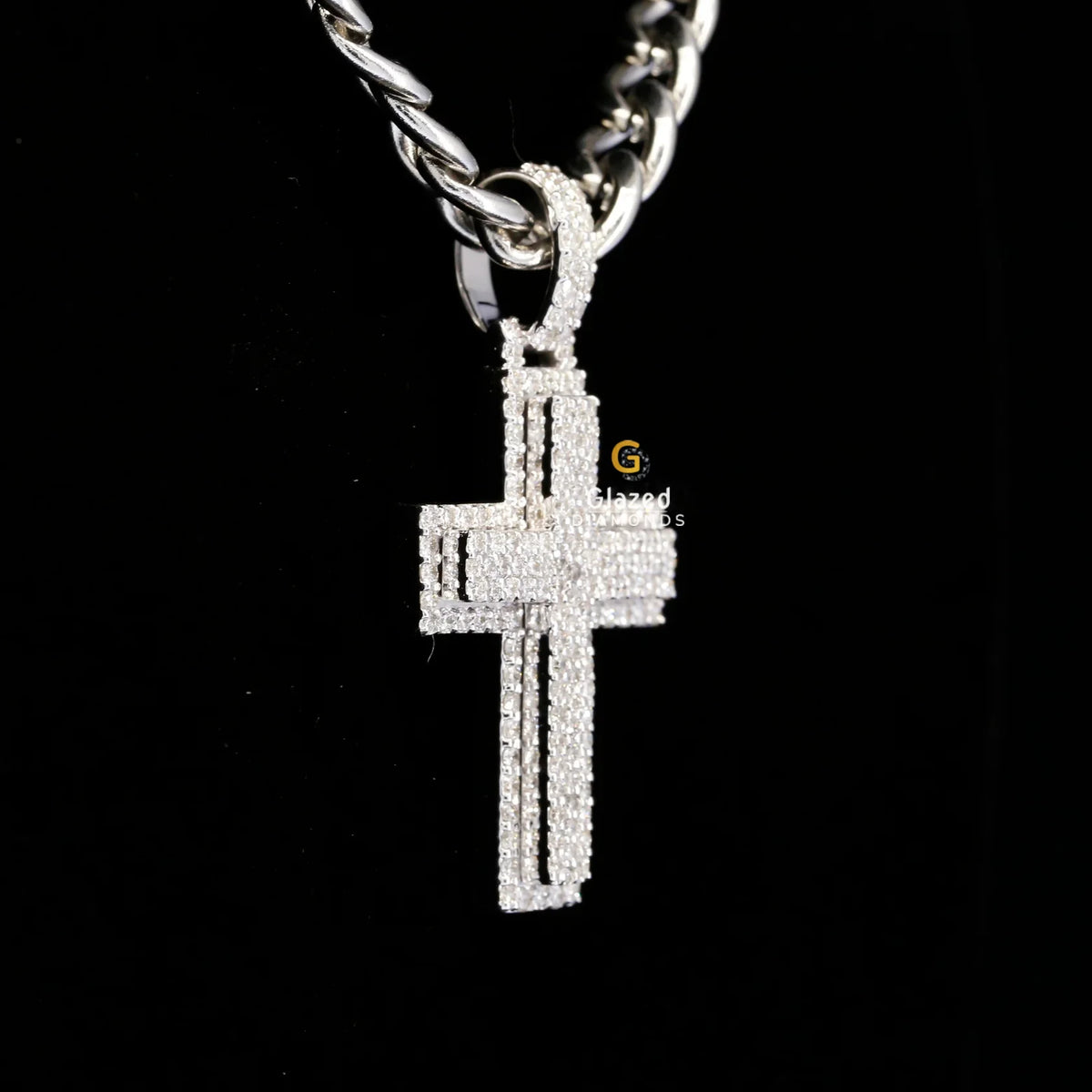 Bust Down Moissanite Diamond Religious Criss Cross Pendant