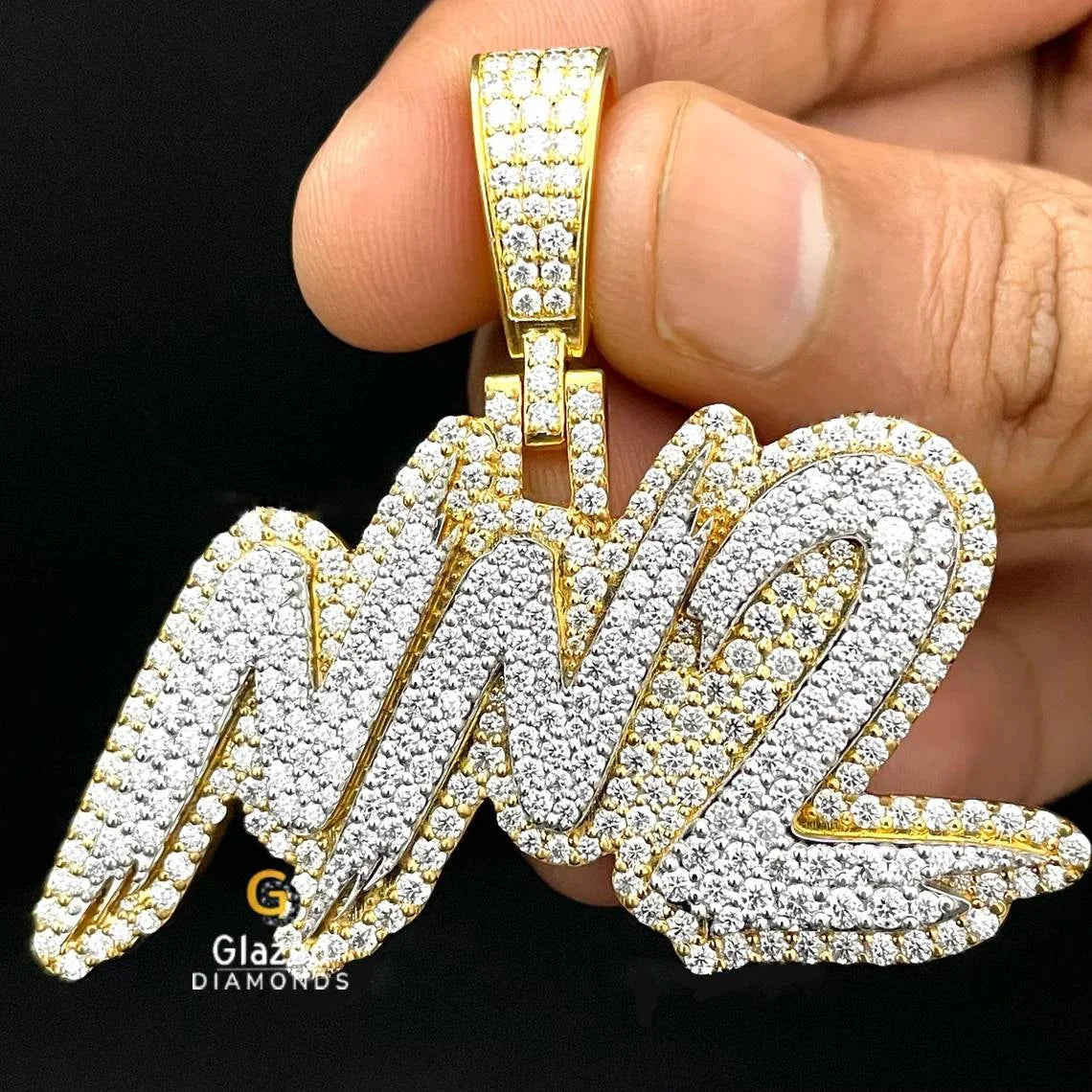 Iced Out Two Tone Letter Hip Hop Moissanite Pendant