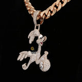 Hip Hop Moissanite Iced Out Cartoon Duck Charm Pendant