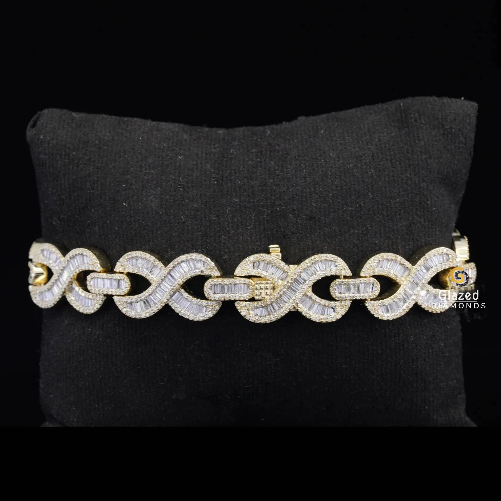 20MM Baguette and Round Moissanite Diamond Infinity Link Bracelet