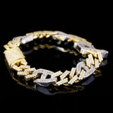 Iced Out 14MM Cuban Link Initial P Letter Baguette and Round Moissanite Bracelet