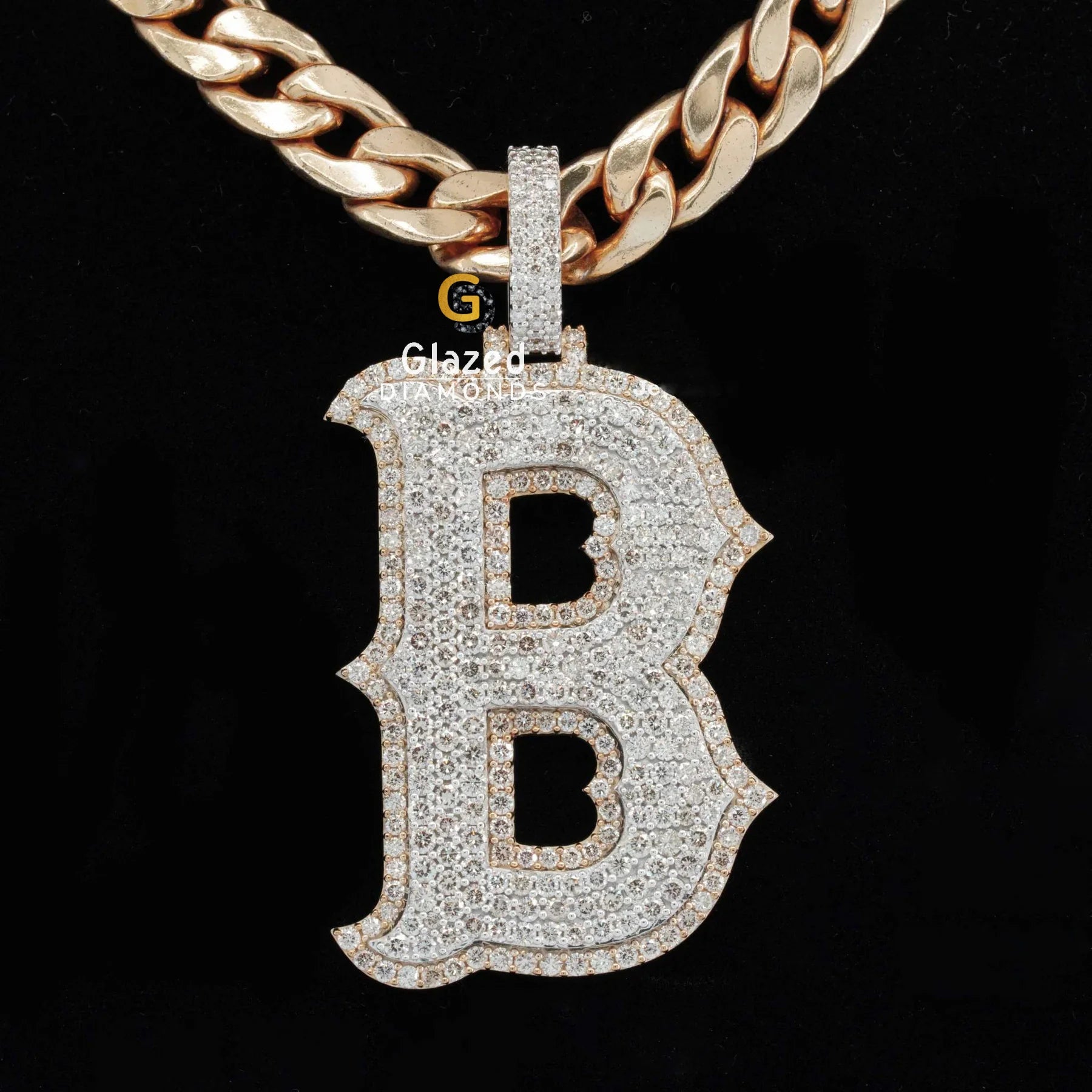 Iced Out Stylish Initial B Letter Custom Moissanite Diamond Pendant