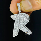 Initial R Letter Moissanite Diamond Iced Hip Hop Pendant