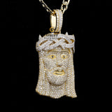 Iced Out 3D Jesus Head Moissanite Diamond Studded Religious Pendant