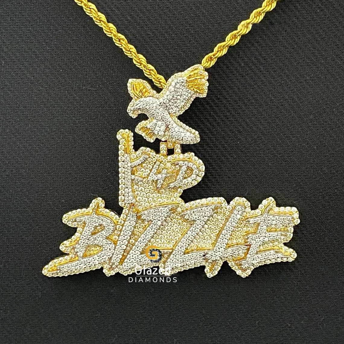 Two Tone VVS Moissanite Custom Name Iced Out Pendant