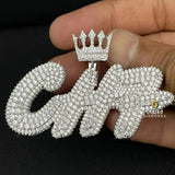 Mens VVS Moissanite Studded Letter Hip Hop Pendant With Crown Bail