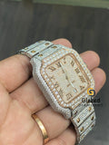 Two Tone Bust Down VVS Moissanite Diamond Studded Hip Hop Watch