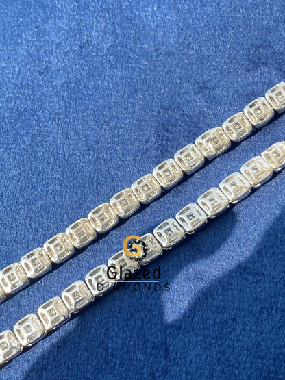 6.5MM Sterling Silver Moissanite Halo Tennis Chain