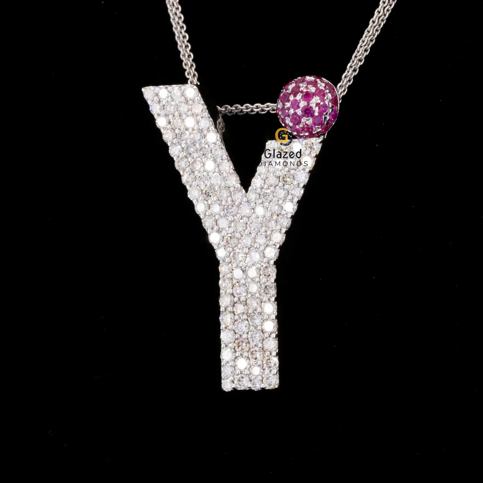 VVS Moissanite Diamond Studded Y Initial Letter Hip Hop Pendant