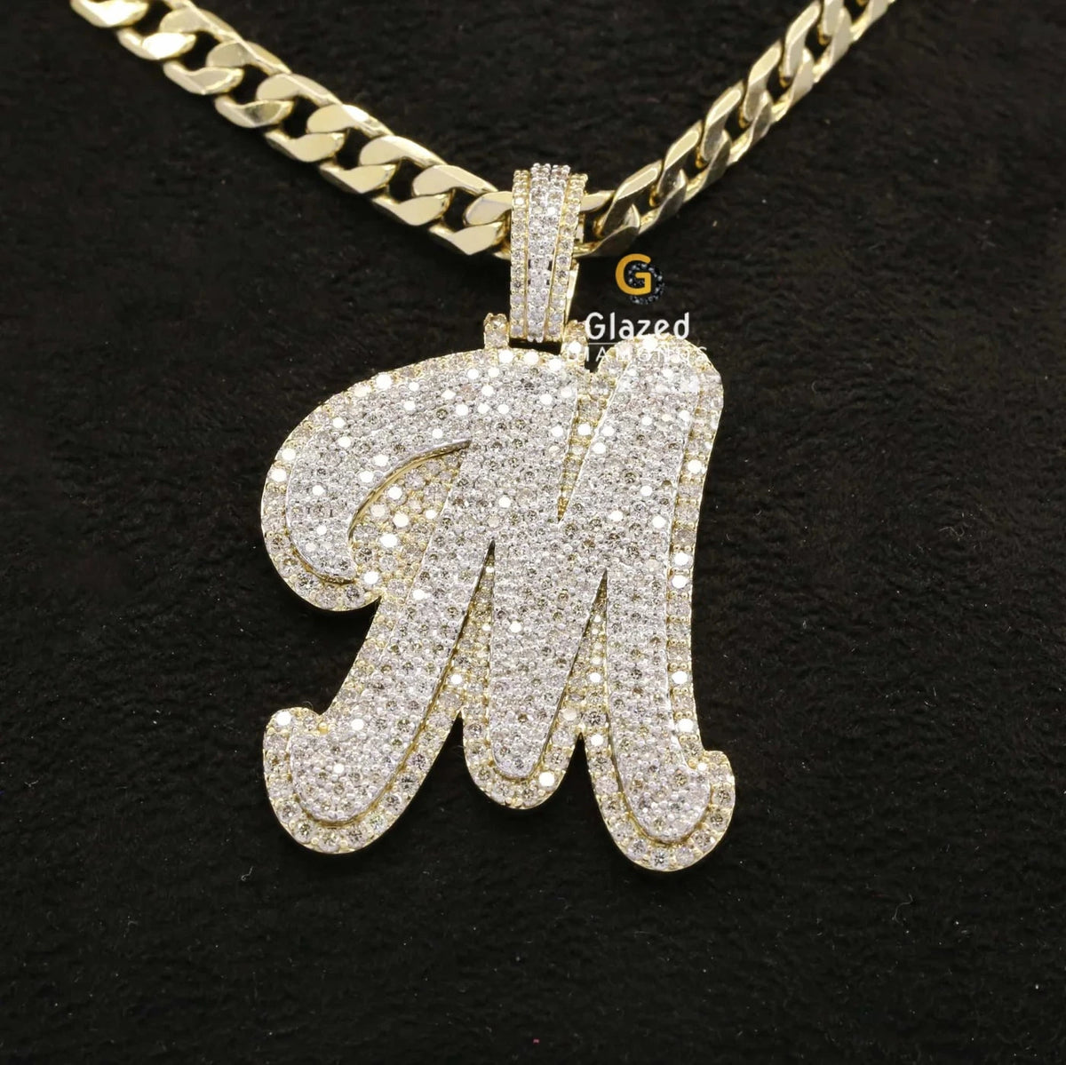 Bust Down M Single Initial Letter Custom Hip Hop Pendant