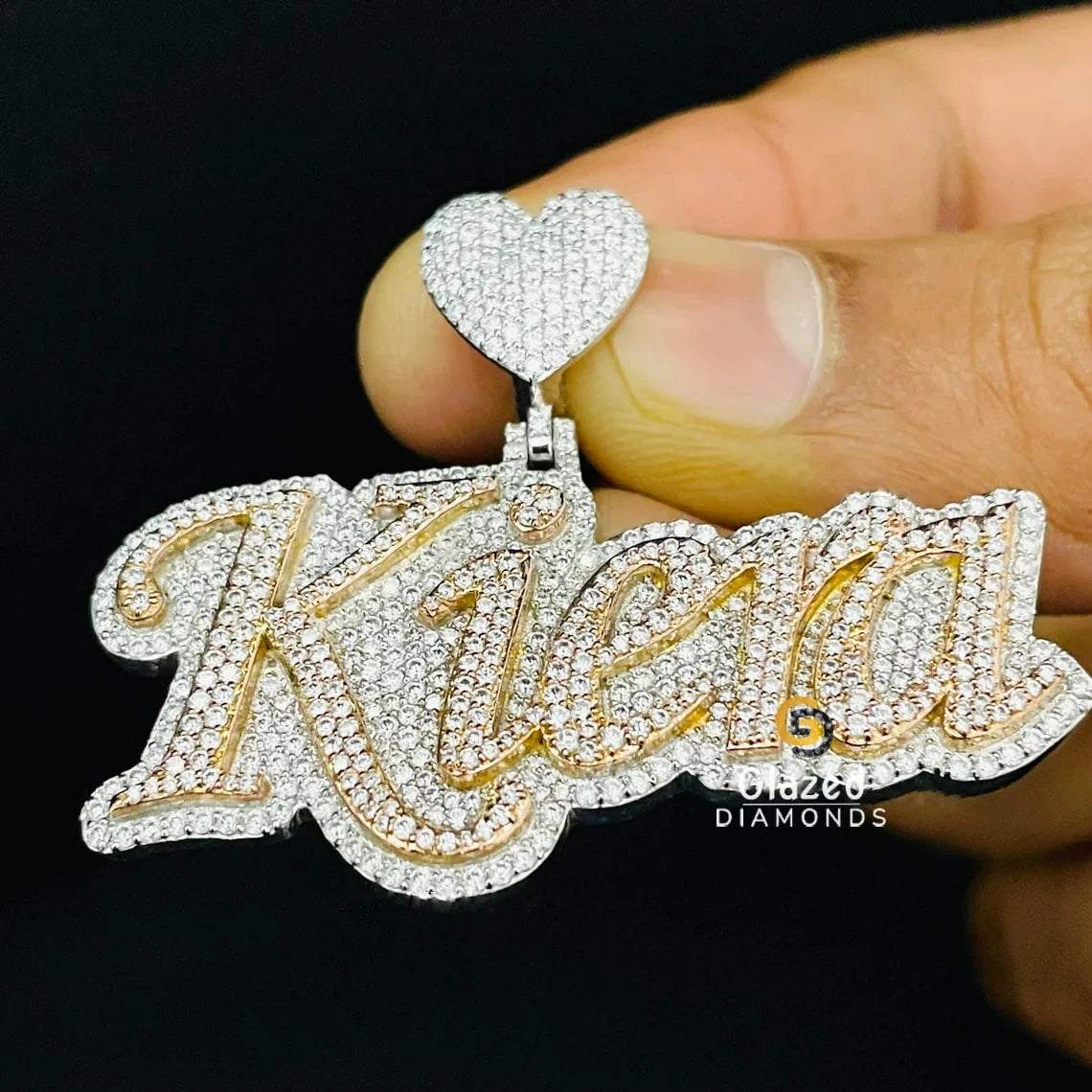 Two Tone Iced Out Custom Name Moissanite Hip Hop Pendant