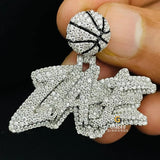 Custom Basketball Bail Iced Out Moissanite Letter Pendant