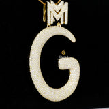 Hip Hop Style Initial G Letter Bust Down Moissanite Diamond Pendant