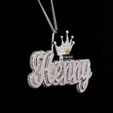 Bust Down Moissanite Diamond Customized Name Iced Out Pendant With Crown