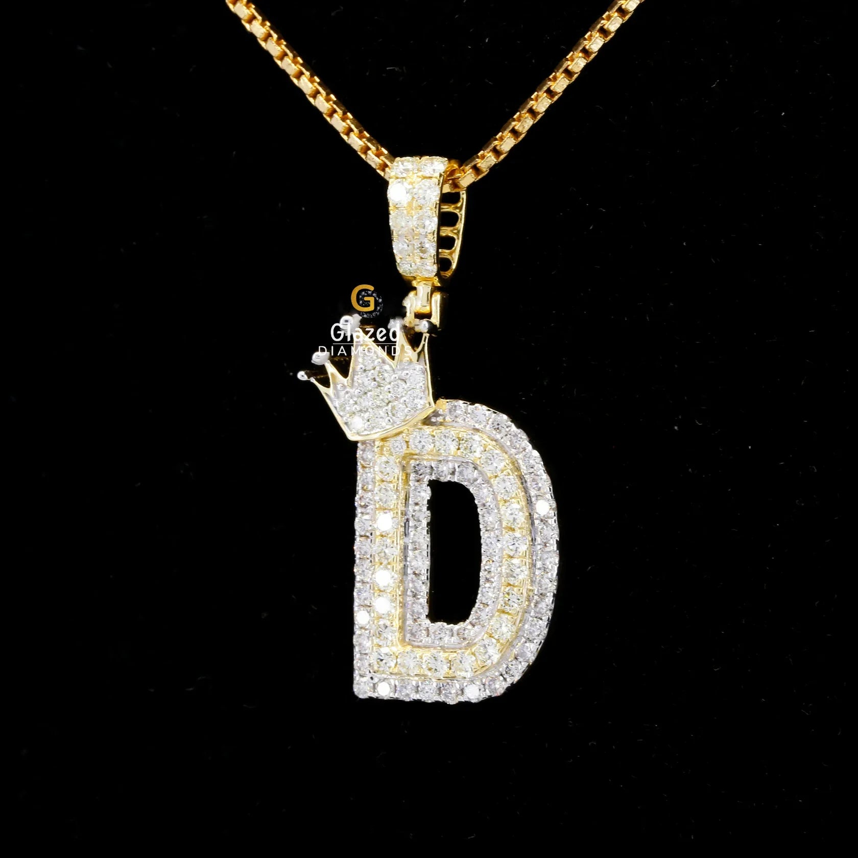 Iced Out Custom Initial Letter D With King Crown Moissanite Hip Hop Pendant