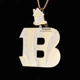 Fancy B Initial Letter Moissanite Diamond Hip Hop Pendant