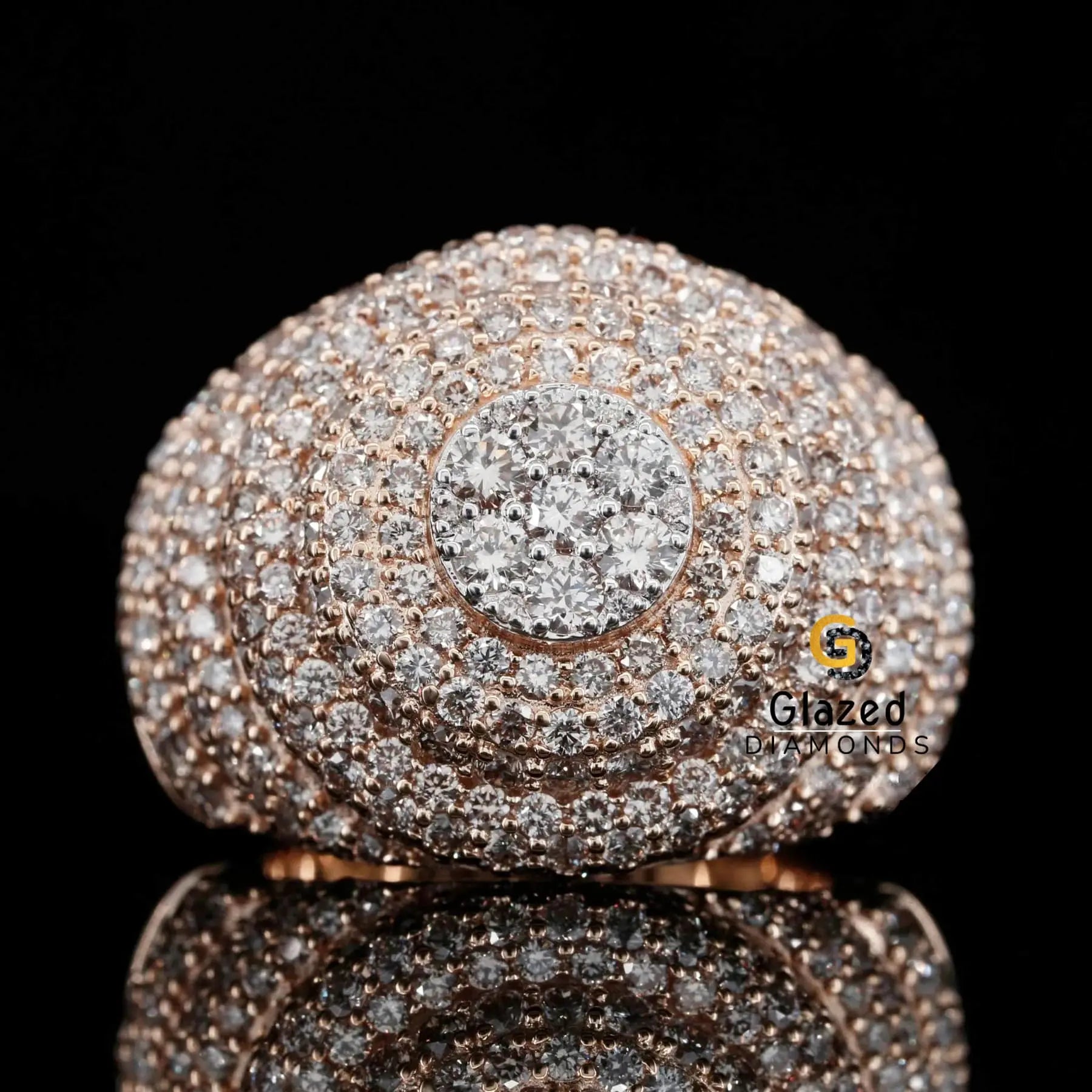 Large Hip Hop Round Moissanite Diamond Studded Pinky Ring