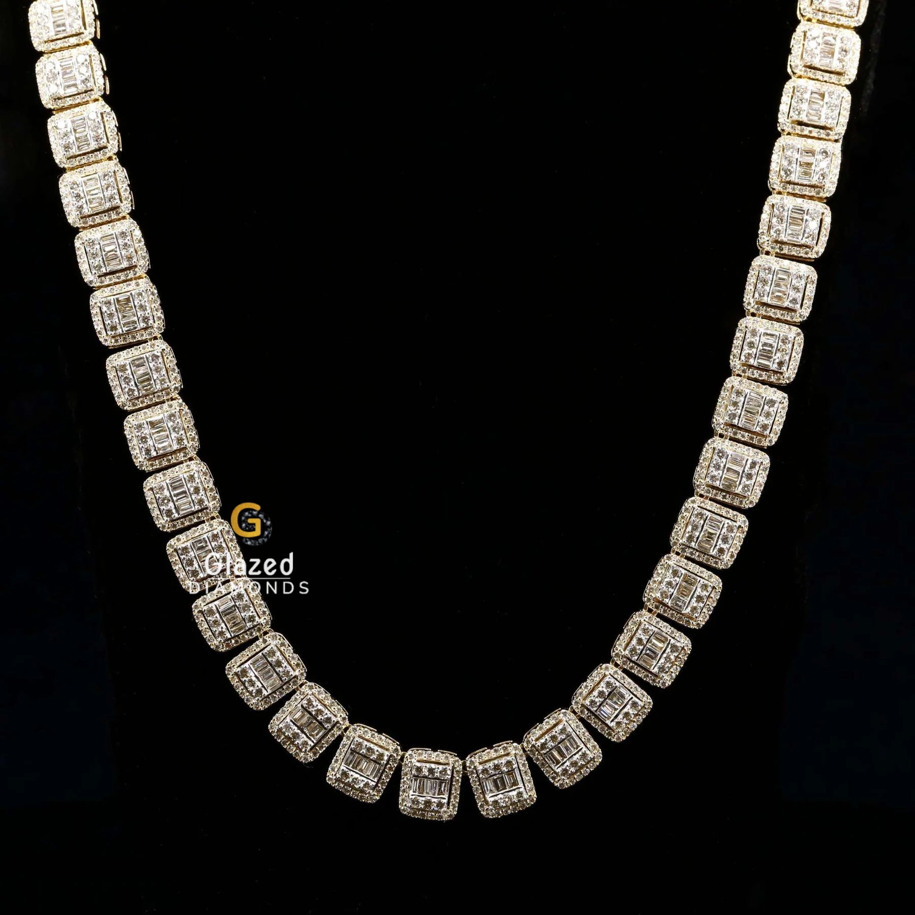 Iced Out Baguette and Round Cut Moissanite Diamond Tennis Chain