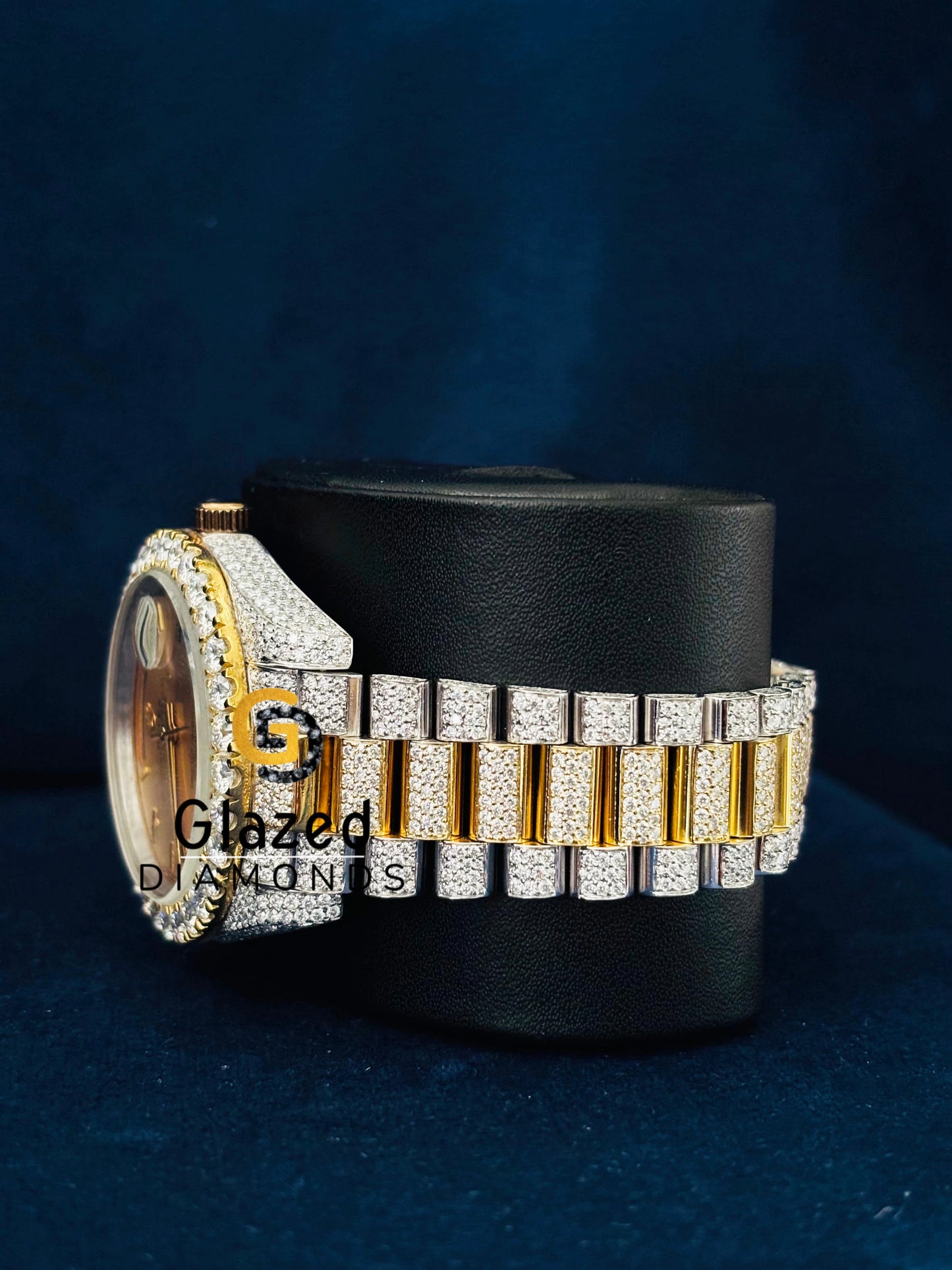 Hip Hop Bust Down Roman Number Iced Out Moissanite Watch