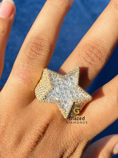 Hip  Hop Moissanite Round_ Baguette Ring For Men