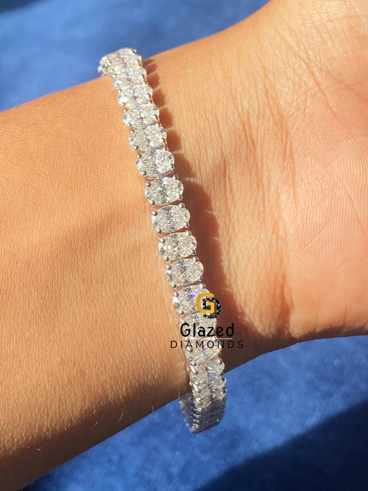 Hip Hop Oval VVs Moissanite Diamond Studded Bracelet