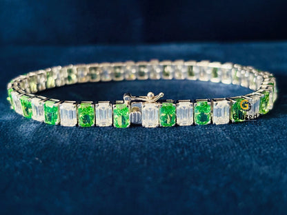 Hip Hop Radiant_Emerald Moissanite 925 Silver Bracelet