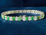 Hip Hop Radiant_Emerald Moissanite 925 Silver Bracelet
