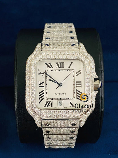 Hip Hop Roman Dial D Colorless Diamond Studded Watch