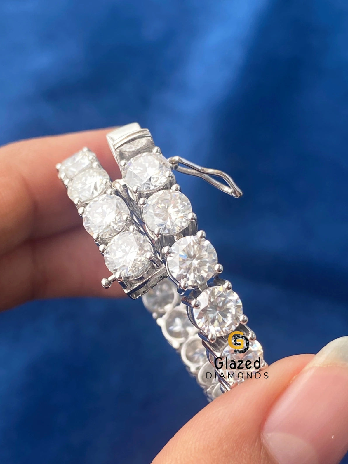 Hip Hop Tennis Link 6MM Round Moissanite Bracelet
