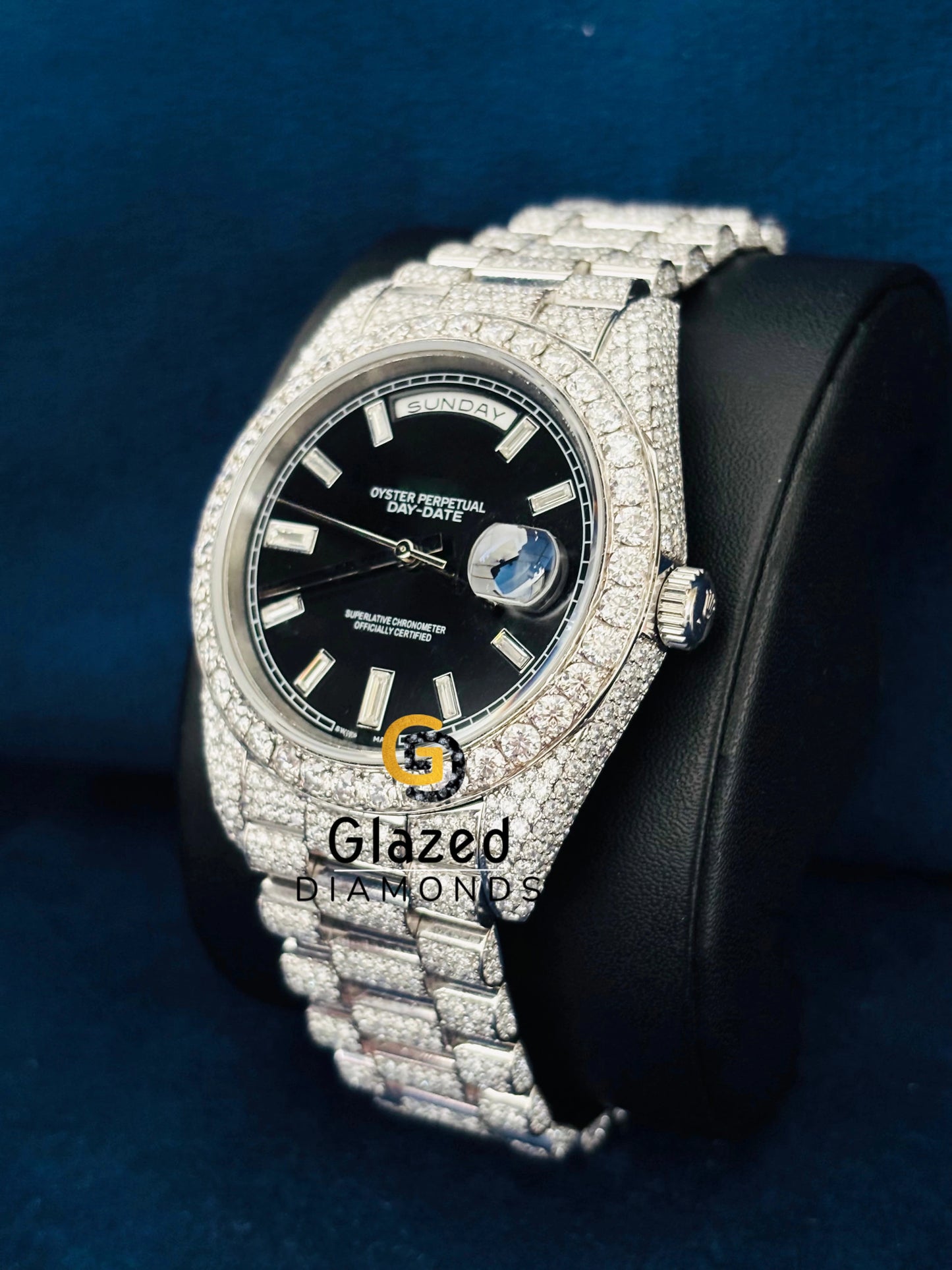 Hip Hop VVS Stainless Steel Black Dial Iced Out Watch