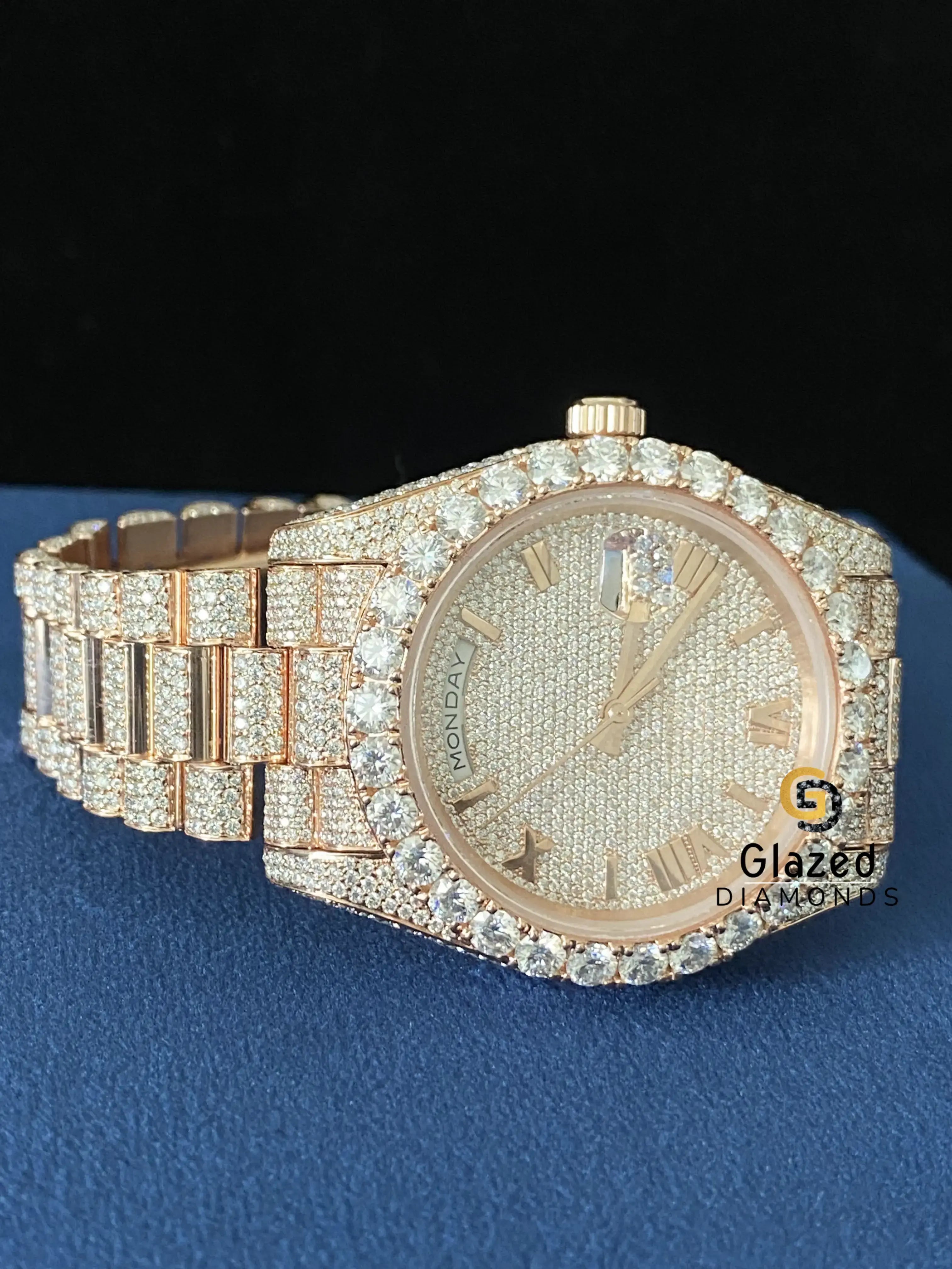 Hip Hop VVs Moissanite Roman Dial Stainless Steel Watch