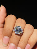 5 CT Emerald Cut Three Stone Moissanite Engagement Ring For Her