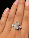 8 CT Huge Oval Cut Three Stone Moissanite Engagement Ring For Her